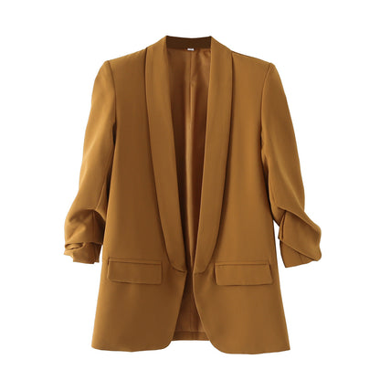 Women's elegant blazer with rolled-up sleeves and practical pockets NOVAE