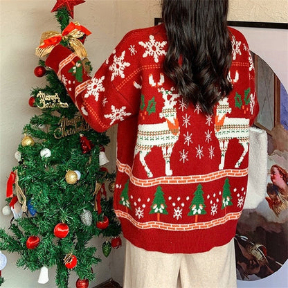 Women's festive sweater with 3D reindeer motif and high collar NOVAE