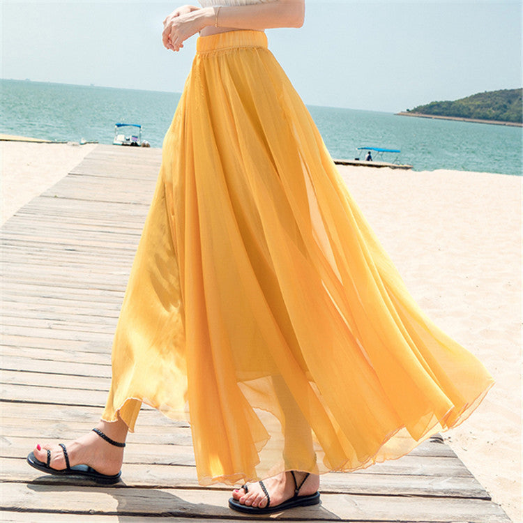 Women's Long, Flowing Chiffon Skirt with Elastic Waistband NOVAE