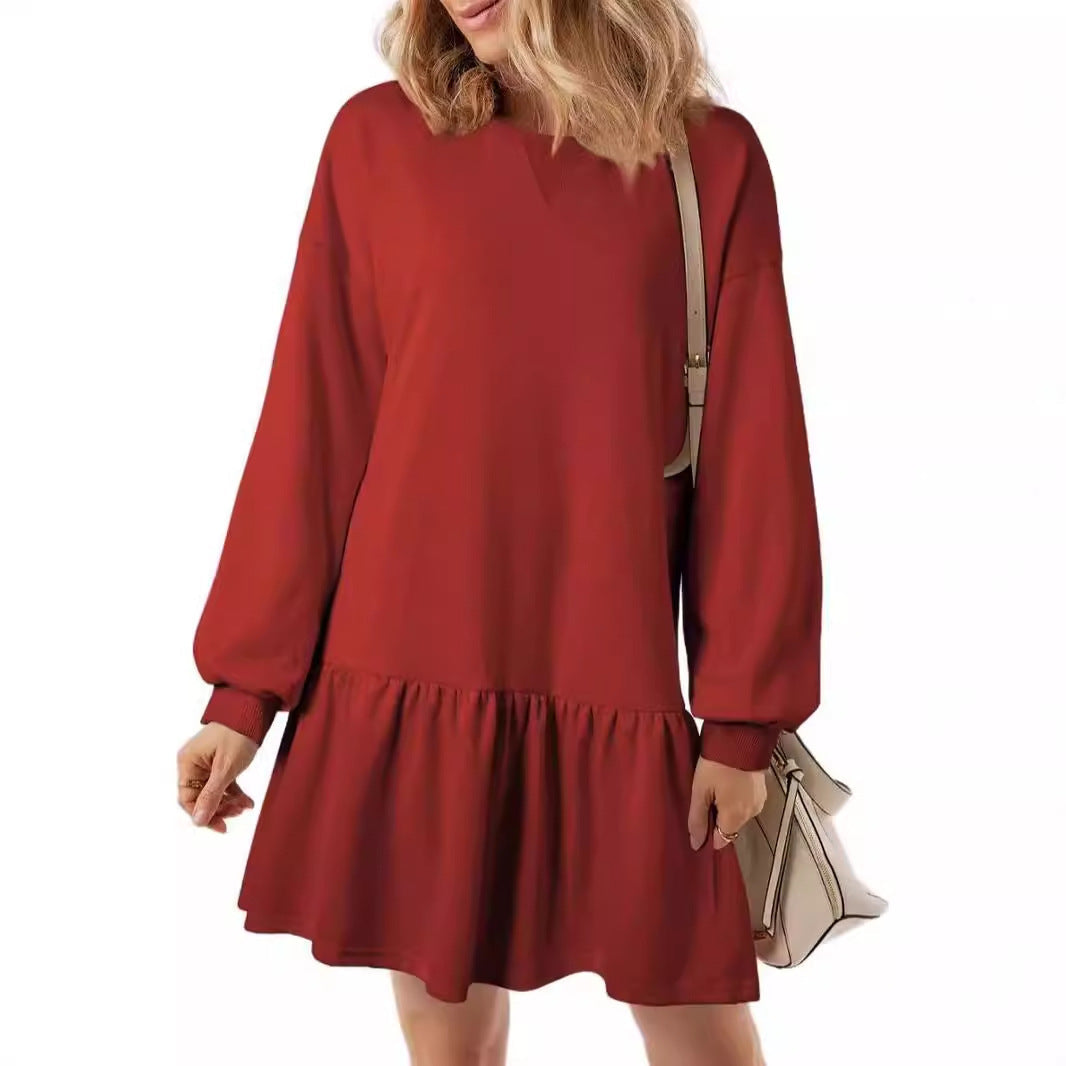 Women's casual sweatshirt dress with voluminous sleeves and ruffle detail NOVAE