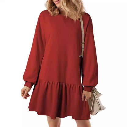 Women's casual sweatshirt dress with voluminous sleeves and ruffle detail NOVAE
