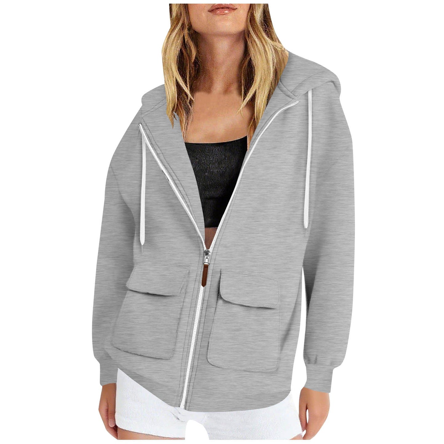 Women's casual hooded jacket with large pockets NOVAE