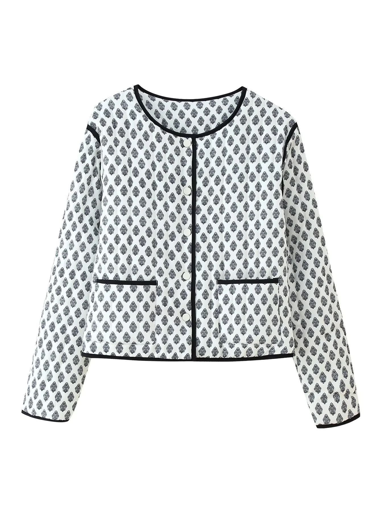 Women's fashionable short jacket with contrasting piping and practical pockets NOVAE