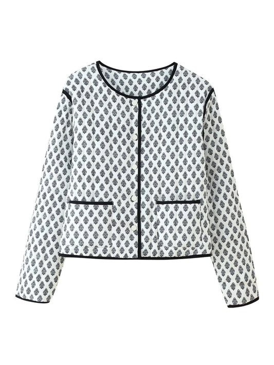 Women's fashionable short jacket with contrasting piping and practical pockets NOVAE
