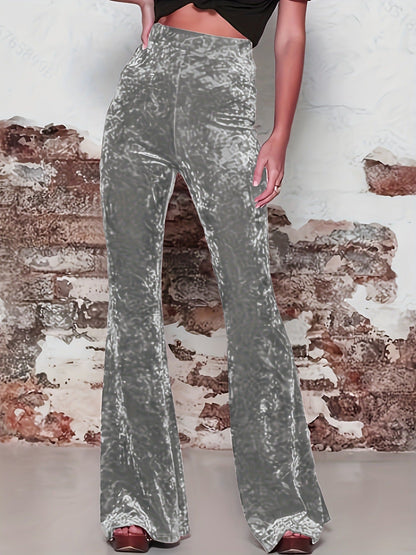 Women's flared trousers in luxurious velvet with a high waist NOVAE