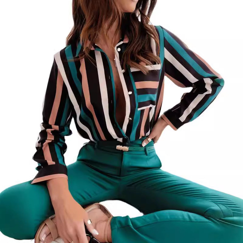 Women's shirt blouse with floral design and modern cut NOVAE