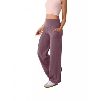 Women's wide-leg high-waisted leisure trousers with practical pockets NOVAE