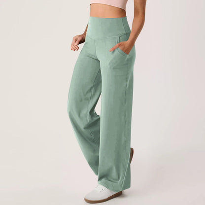 Women's wide-leg high-waisted leisure trousers with practical pockets NOVAE