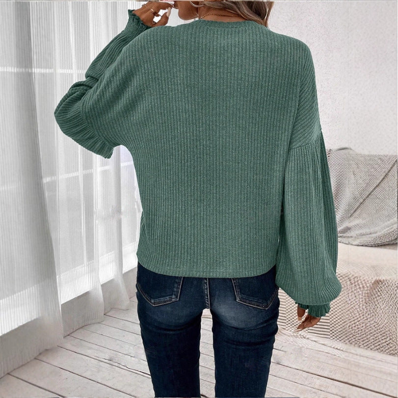 Women's casual sweater with elegant balloon sleeves NOVAE