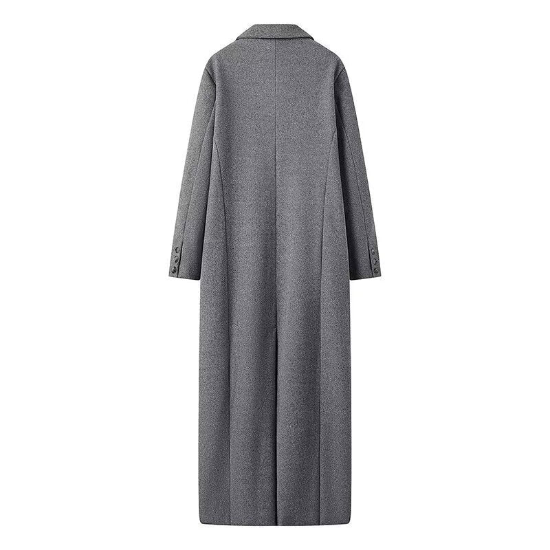 Women's elegant maxi coat with double button placket NOVAE
