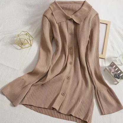 Women's knit sweater with classic collar NOVAE