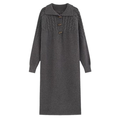Women's knit dress with collar and button details NOVAE