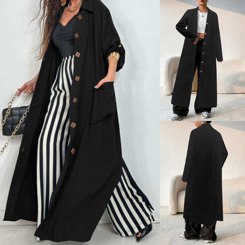 Women's Oversized Long Blazer with Functional Pocket Details NOVAE