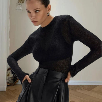 Women's Transparent V-Neck Knit Sweater NOVAE