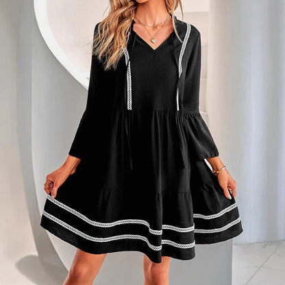 Women's casual dress with a wide cut and decorative ruffles NOVAE