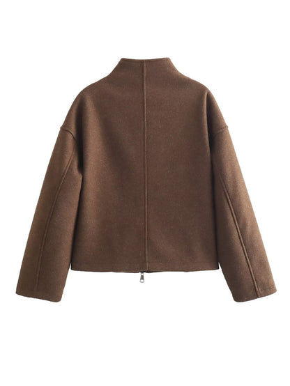 Women's contemporary transitional jacket with high-quality stand-up collar and full-length zipper NOVAE