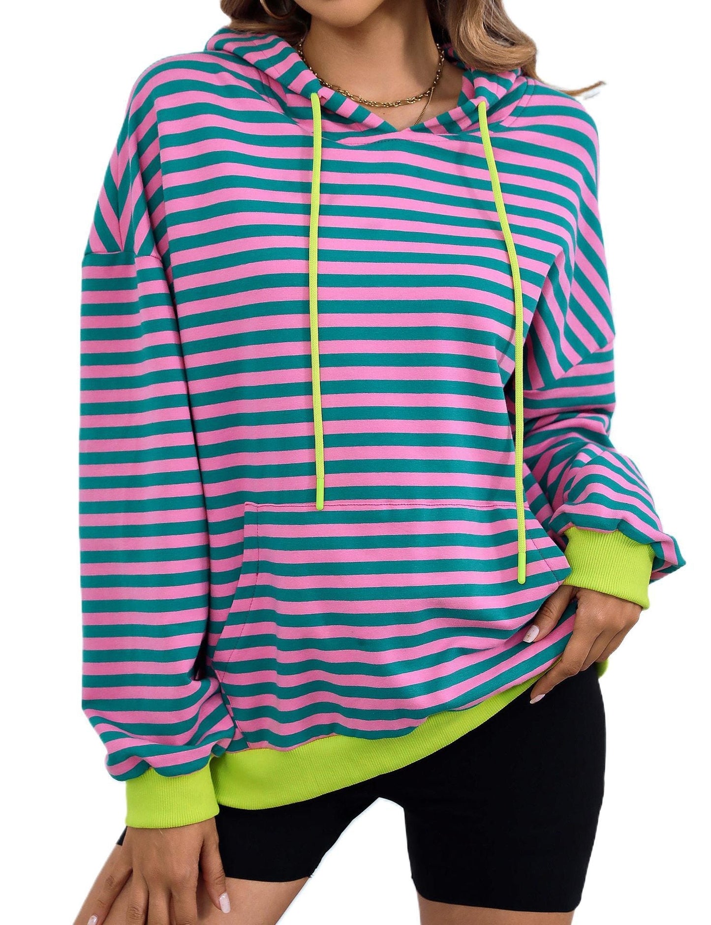 Women's casual hoodie with colorful striped pattern NOVAE