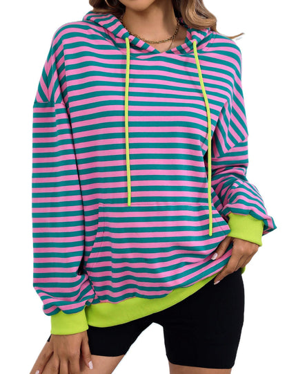 Women's casual hoodie with colorful striped pattern NOVAE