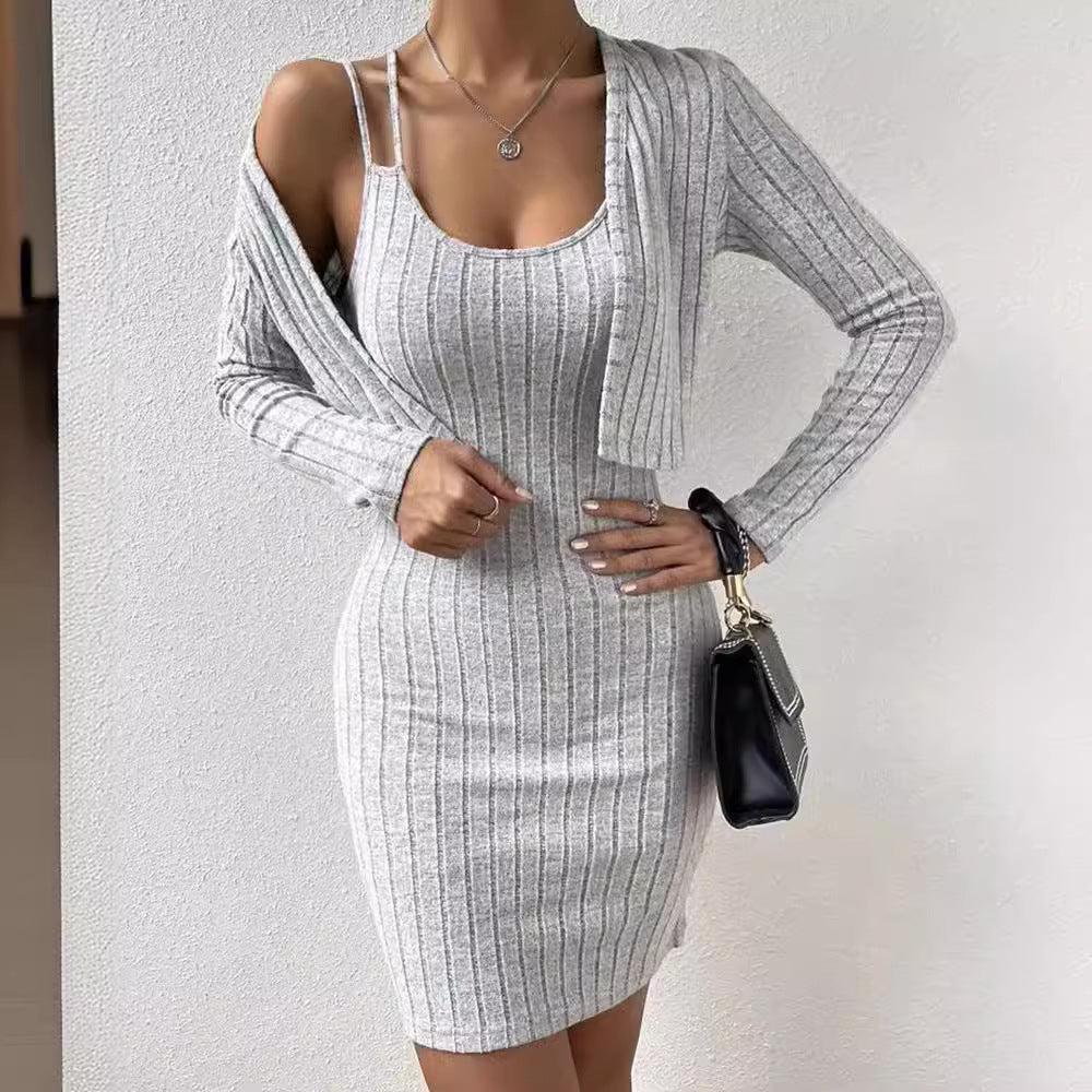 Women's knit dress with open cardigan NOVAE