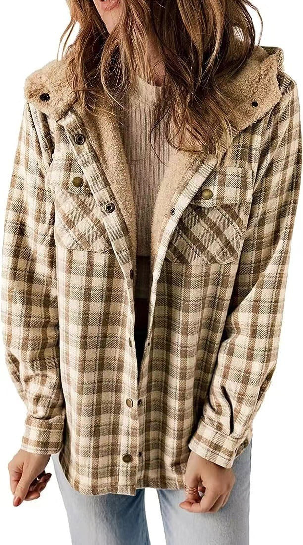 Women's checked flannel jacket with cozy lining NOVAE