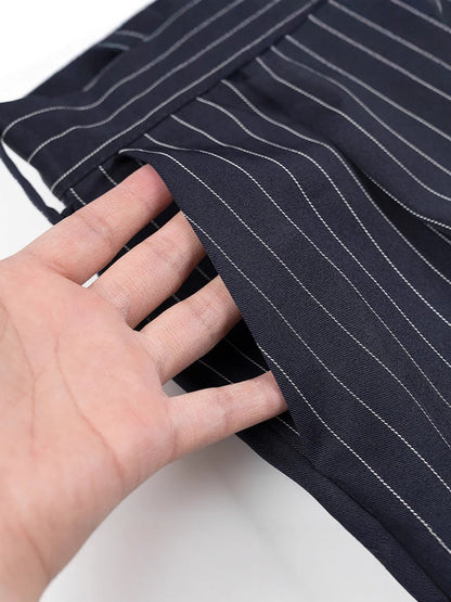 Women's wide-leg high-waisted trousers with elegant stripes NOVAE