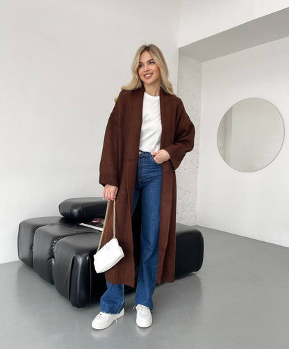 Women's Long Cardigan with Deep Collar NOVAE