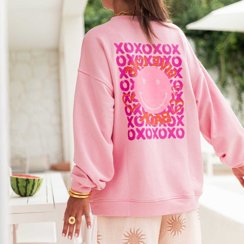 Women's casual sweatshirt with a creative motif and wide sleeves NOVAE