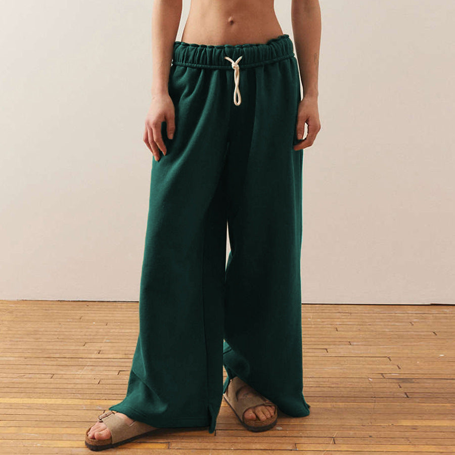Women's wide-leg leisure trousers with elasticated waistband and drawstring NOVAE