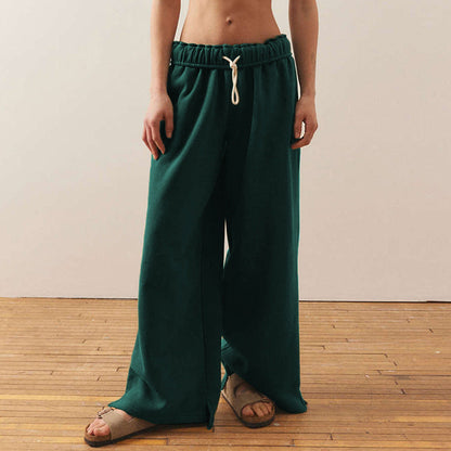 Women's wide-leg leisure trousers with elasticated waistband and drawstring NOVAE