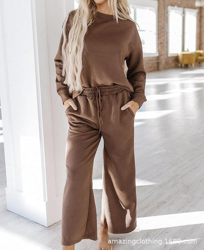 Women's leisure suit with elasticated waistband and geometric pattern NOVAE