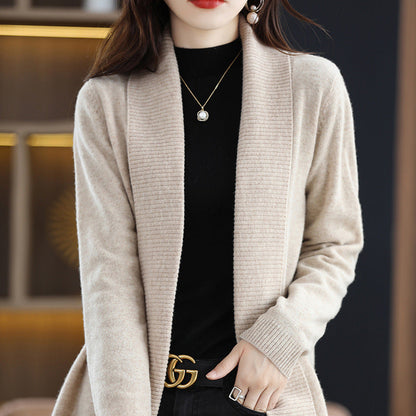 Women's cardigan with elegant ribbed texture and open cut NOVAE