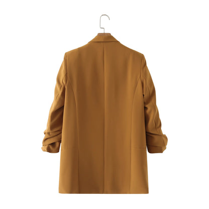 Women's elegant blazer with rolled-up sleeves and practical pockets NOVAE