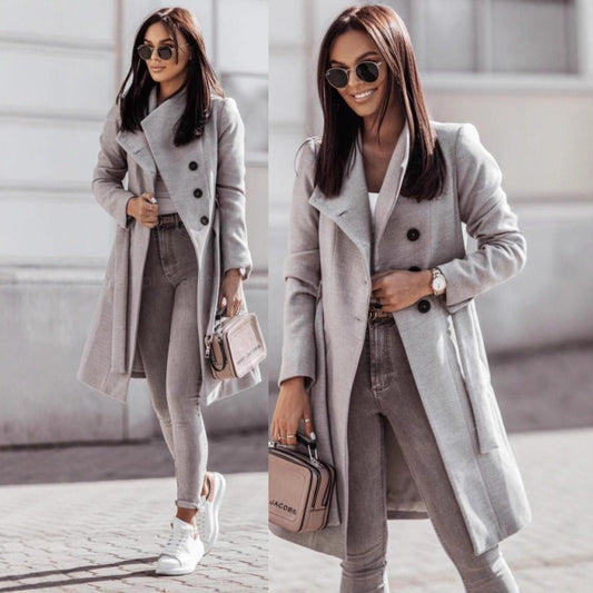 Women's Elegant Transitional Blazer with Double Button Closure and Practical Pockets NOVAE