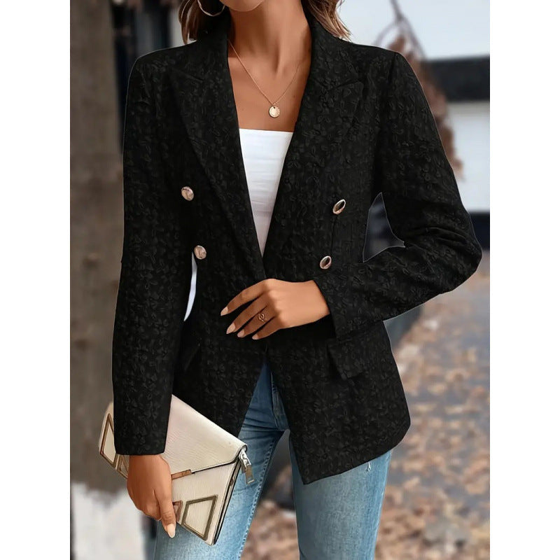 Women's Elegant Blazer with Textured Pattern and Double Button Placket NOVAE