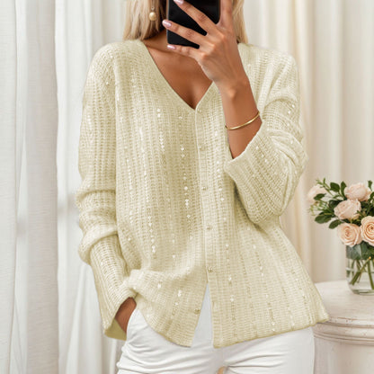 Women's Glittery Cardigan with V-Neck and Cozy Feel NOVAE