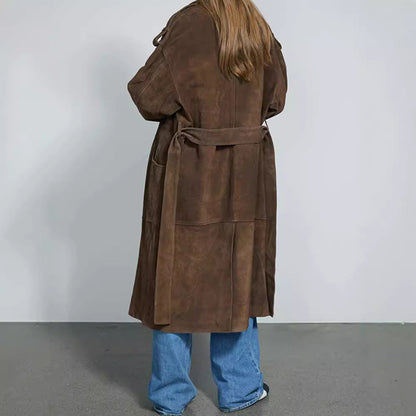 Women's Elegant Suede Trench Coat with a Generous Cut NOVAE