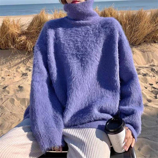 Women's Fluffy Loose Fit High Collar Sweater NOVAE
