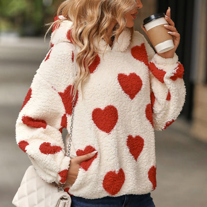 Women's Cozy Sweater with Heart Pattern NOVAE