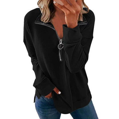 Women's casual pullover with stylish zipper NOVAE
