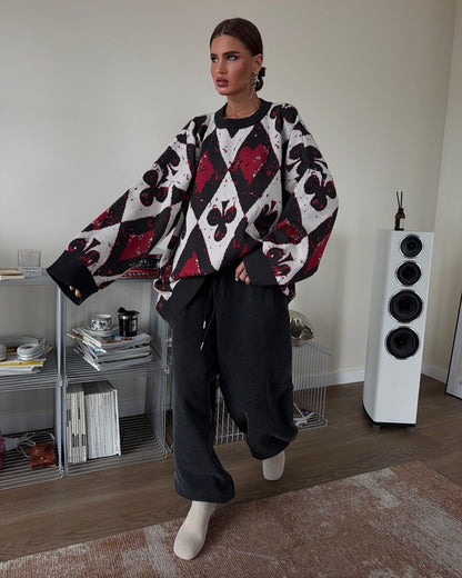 Women's oversized sweater with creative patterns and a wide cut NOVAE