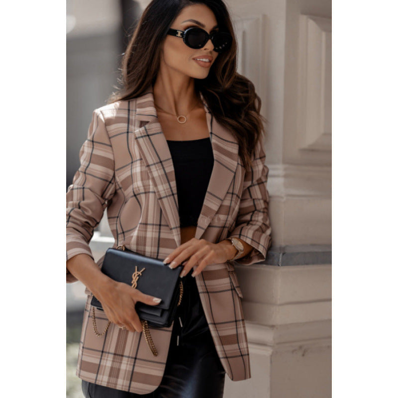 Women's checked blazer in a modern oversized cut with elegant details NOVAE