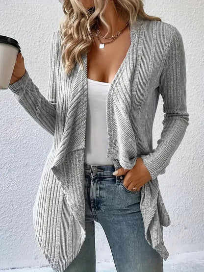 Women's casual cardigan with asymmetrical hem and open design NOVAE