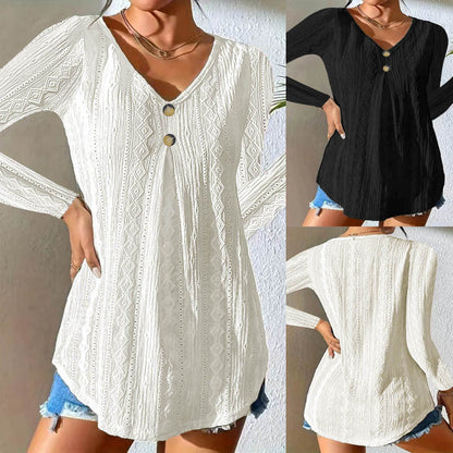 Women's long-sleeved shirt with a structured design and fashionable button details NOVAE