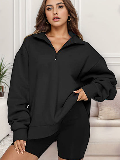 Women's Oversized Sweatshirt with Stand-Up Collar NOVAE