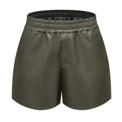 Women's fashionable high-waisted faux leather shorts NOVAE