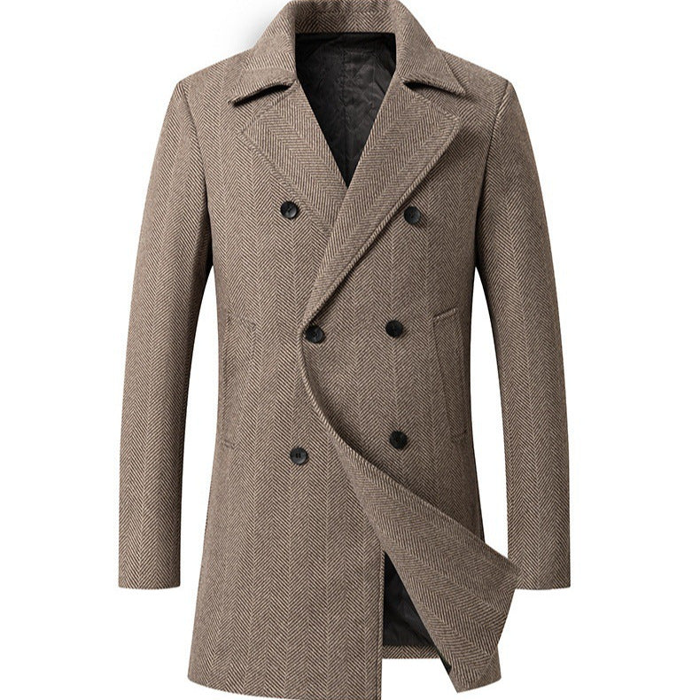 Men's elegant double-breasted herringbone coat NOVAE