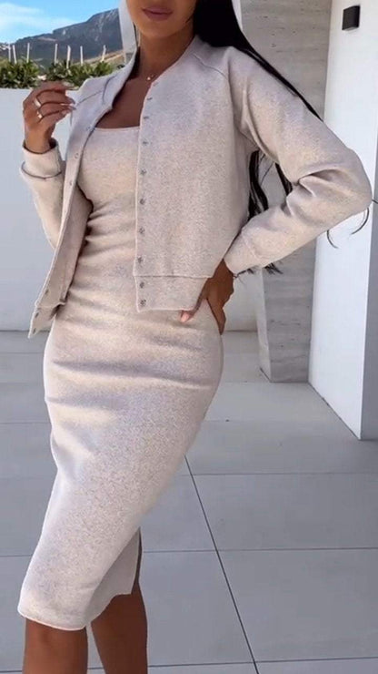 Women's fashionable sweatshirt dress and jacket set NOVAE
