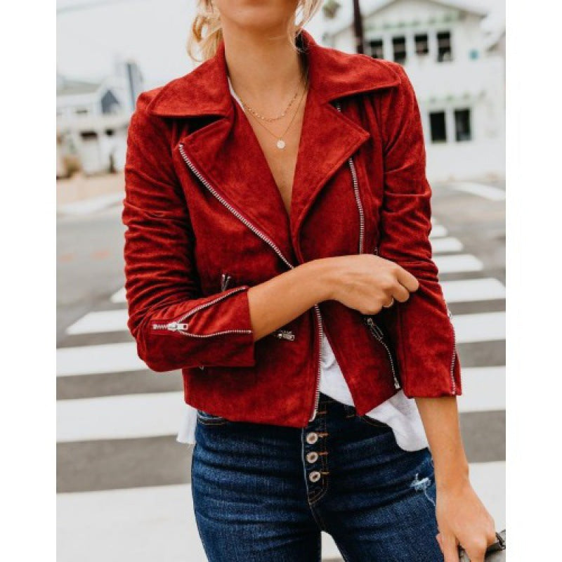 Women's biker jacket in a modern suede look NOVAE