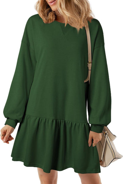 Women's casual sweatshirt dress with voluminous sleeves and ruffle detail NOVAE