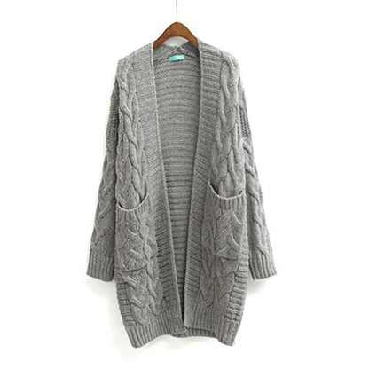 Women's cardigan with chunky cable knit pattern and pockets NOVAE
